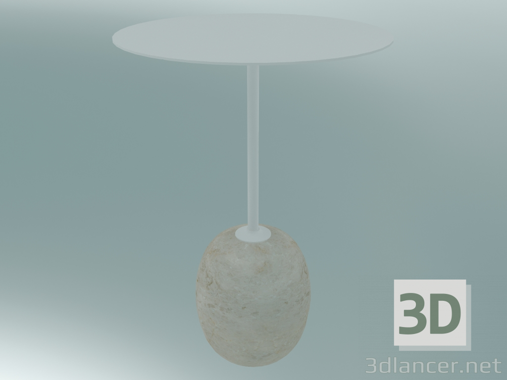 Modelo 3d Mesa de centro Lato (LN8, Ø40cm, A 50cm, marfim branco e mármore Crema Diva) - preview