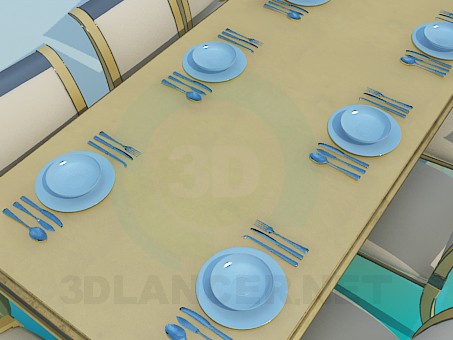 3d model Table and chairs for guests - preview