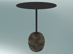 Table basse Lato (LN8, Ø40cm, H 50cm, marbre noir chaud & Emparador)
