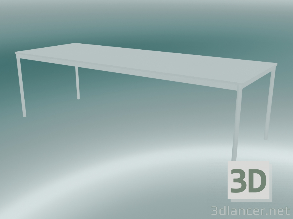 modello 3D Tavolo rettangolare Base 250x90 cm (Bianco) - anteprima