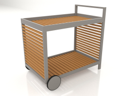 Serving trolley with an aluminum frame made of artificial wood (Quartz gray)