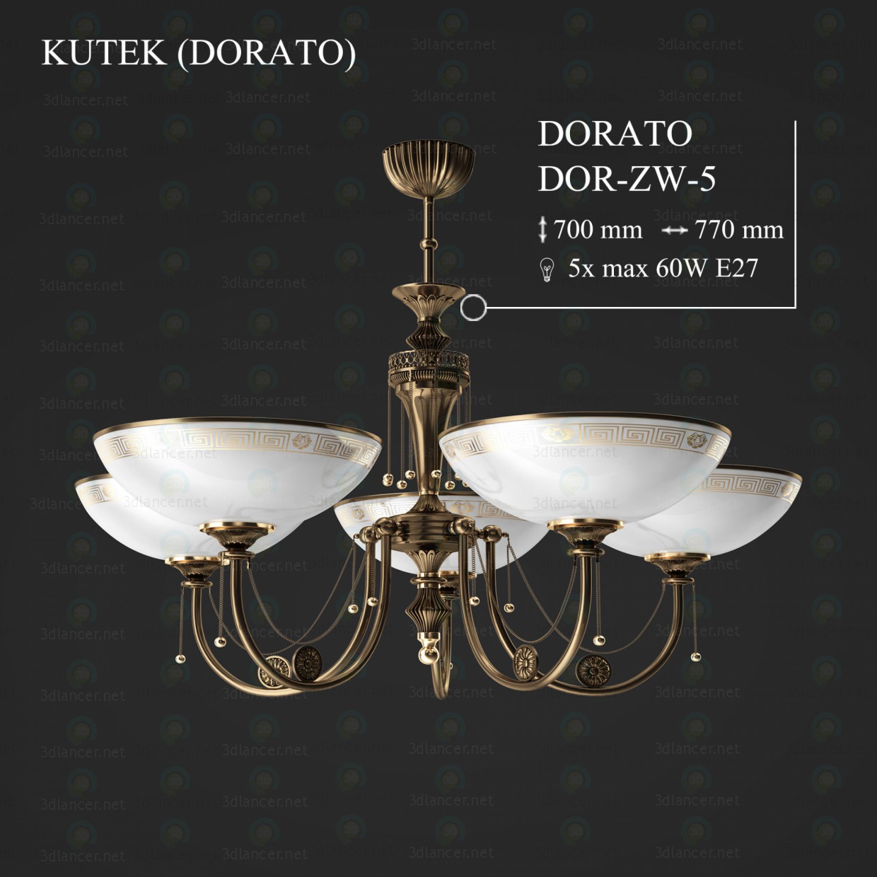3d model Lámpara KUTEK DORATO DOR-ZW-5 - vista previa