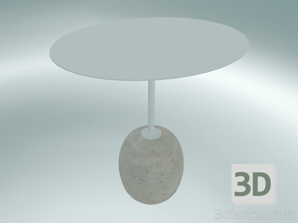 modello 3D Tavolino con piano di lavoro ovale Lato (LN9, 50x40cm, H 45cm, bianco avorio e marmo Crema Diva) - anteprima