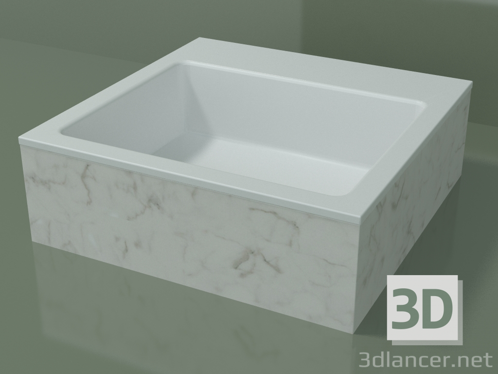 modello 3D Lavabo da appoggio (01R121302, Carrara M01, L 48, P 48, H 16 cm) - anteprima