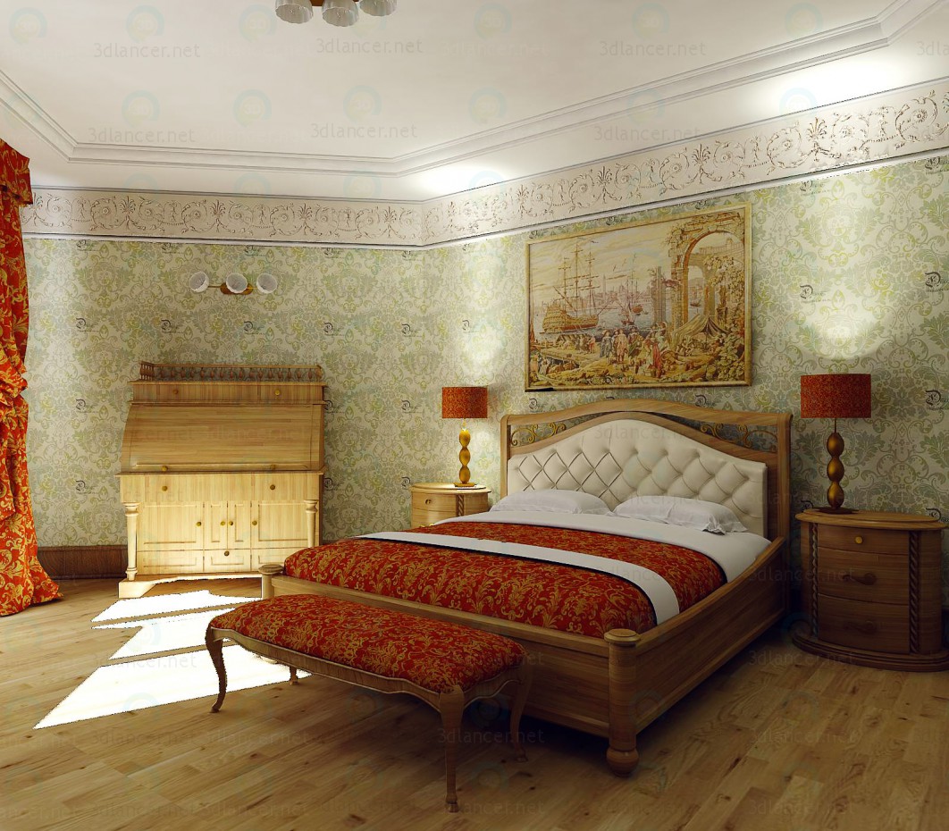 3d модель SIENA классическая спальня фабрики CamelGroup – превью
