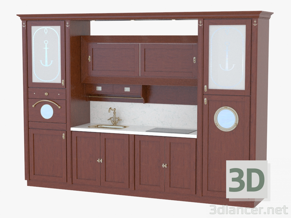 3D Modell Küche im maritimen Stil - Vorschau