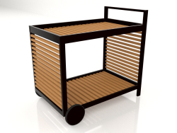 Serving trolley with an aluminum frame made of artificial wood (Black)