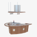 3D Modell Inselküche mit Dunstabzug - Vorschau