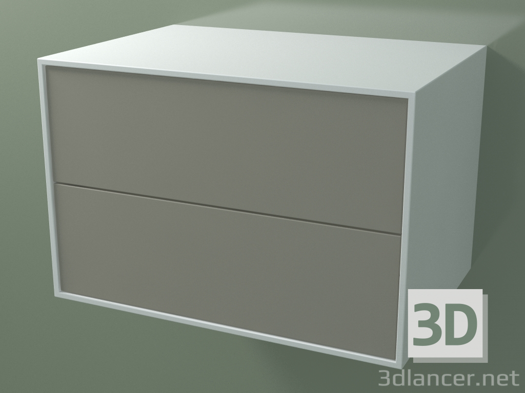 3d model Double drawer (8AUCCB01, Glacier White C01, HPL P04, L 72, P 50, H 48 cm) - preview
