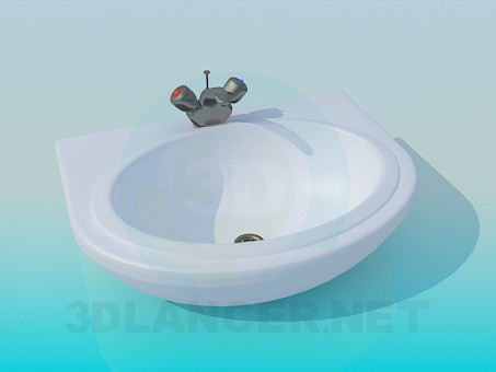 3d model Sink with mixer the old model - preview