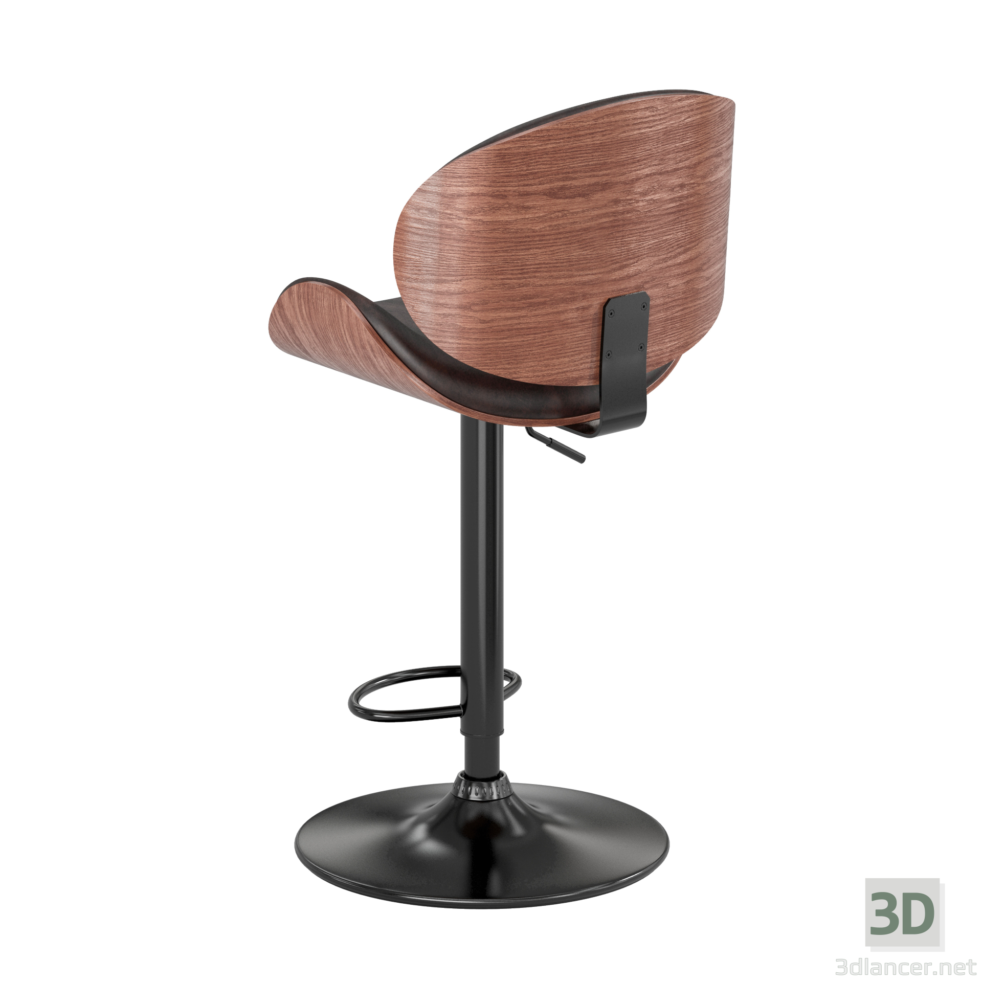 3d Мягкий поворотный барный стул модель купить - ракурс