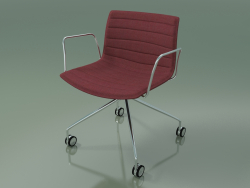 Cadeira 3124 (4 rodízios, com braços, cromado, com estofo em tecido removível)