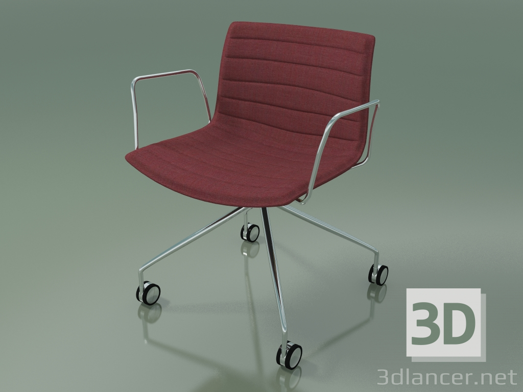 3D modeli Chair 3124 (4 tekerlekli, kolçaklı, kromlu, çıkarılabilir kumaş döşemeli) - önizleme