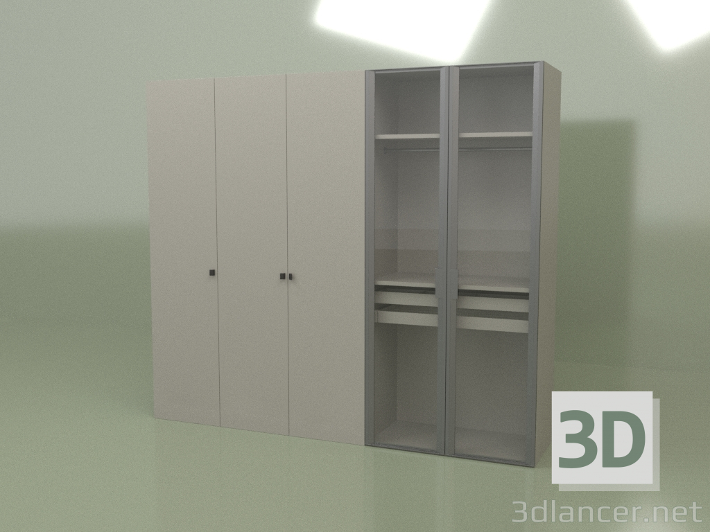 3 डी मॉडल अलमारी 5 दरवाजे जीएल 150 सी (ग्रे) - पूर्वावलोकन