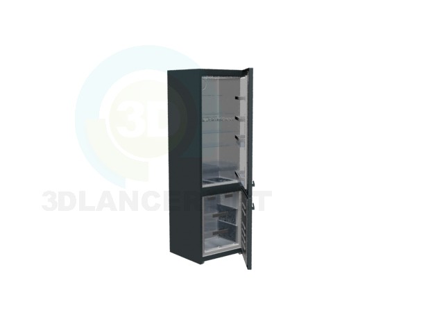 3d model refrigerador negro - vista previa