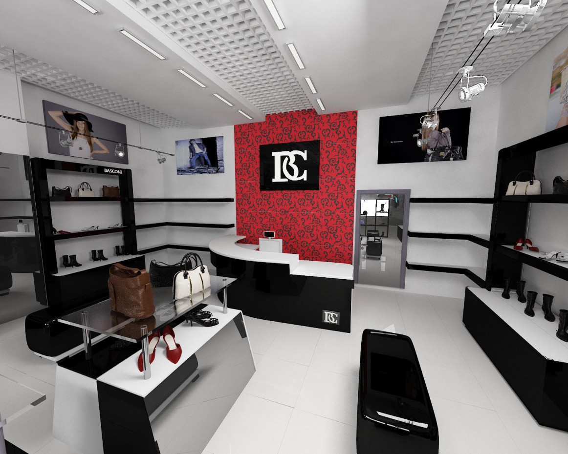 Shoe store in 3d max vray image