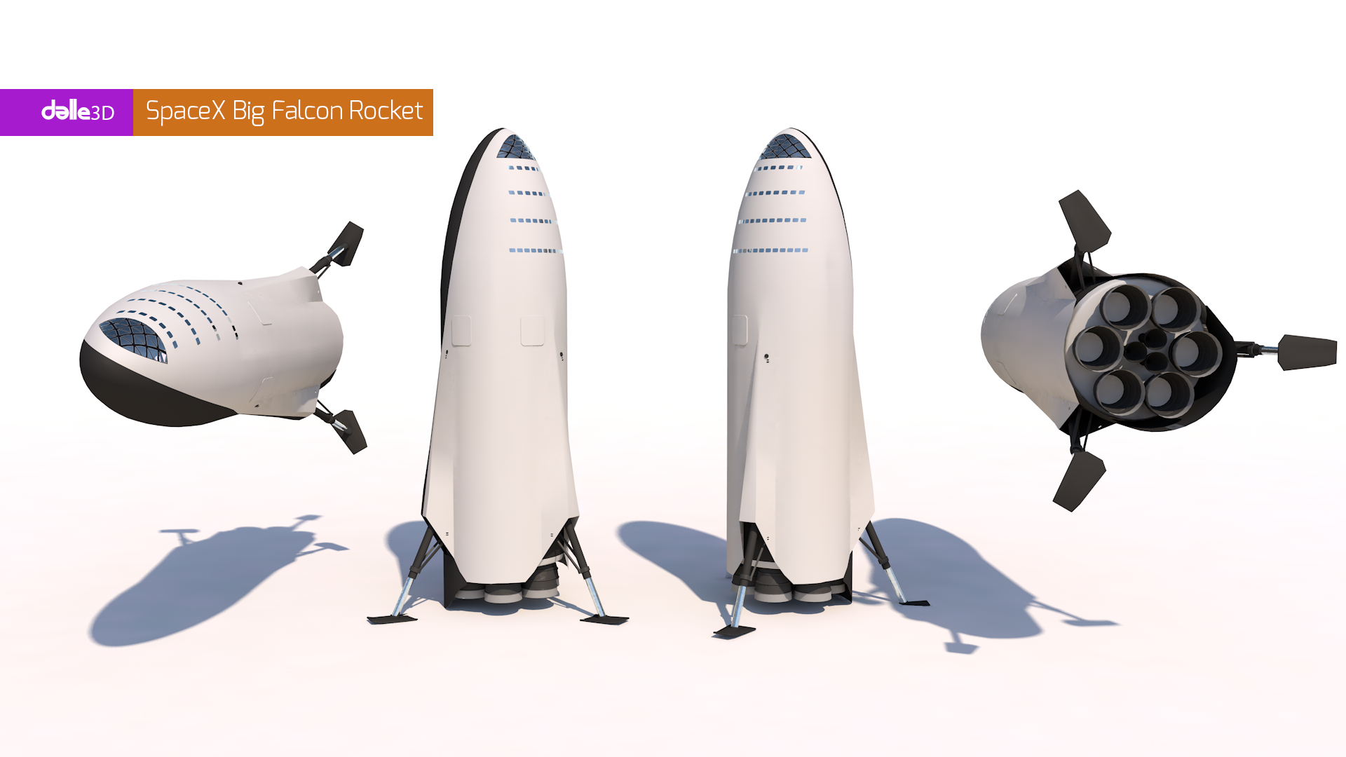 SpaceX Big Falcon Rocket dans Cinema 4d maxwell render image