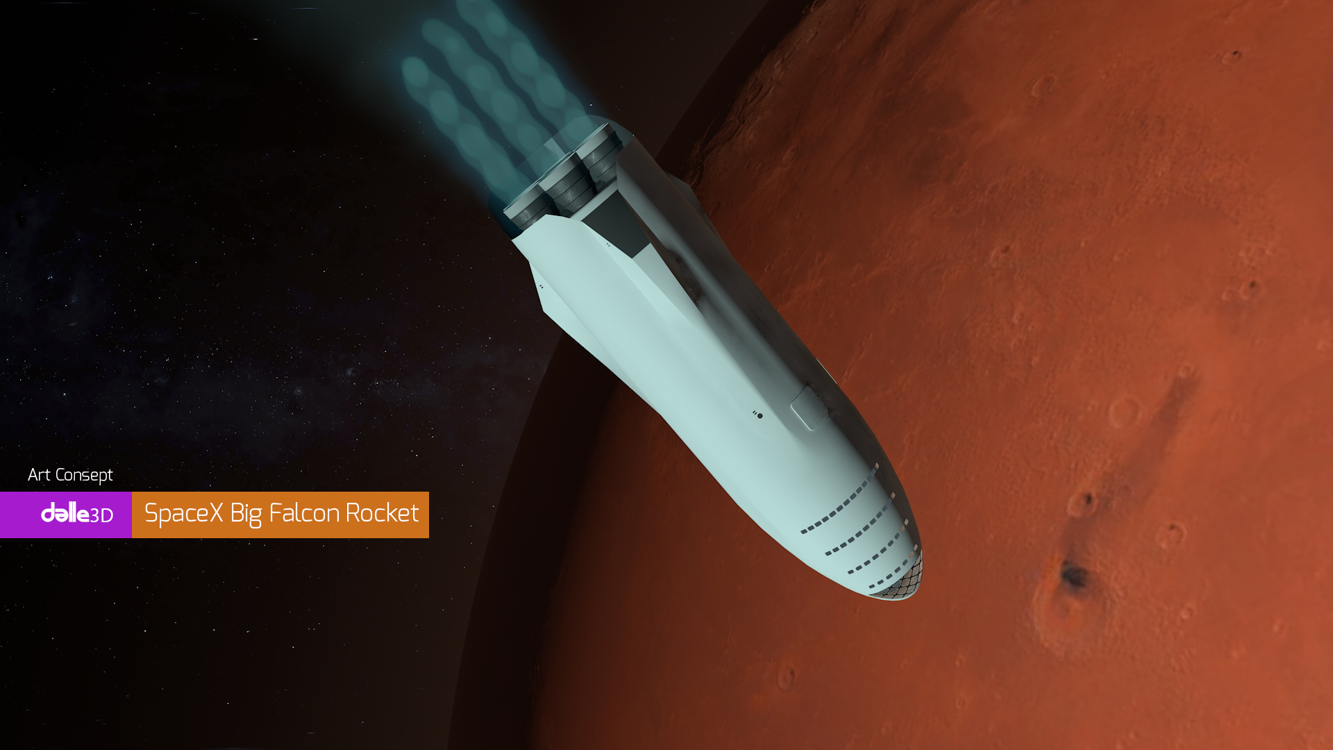 SpaceX Big Falcon Rocket dans Cinema 4d maxwell render image