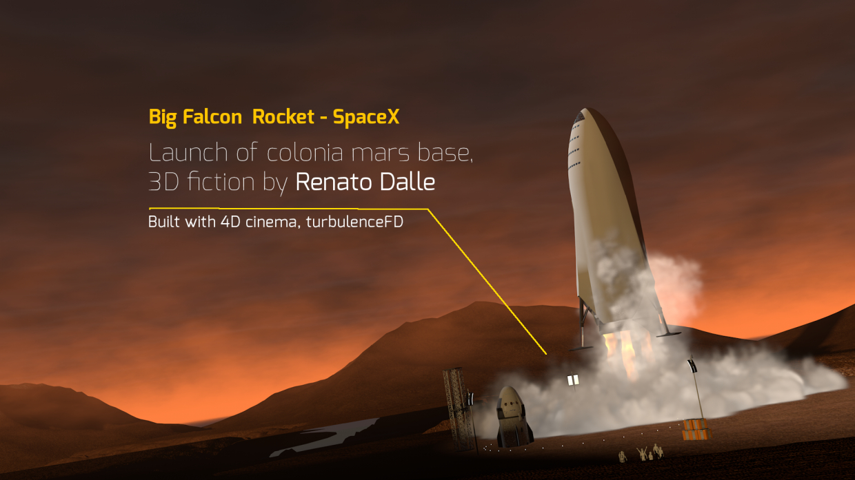 SpaceX Big Falcon Rocket in Cinema 4d maxwell render image