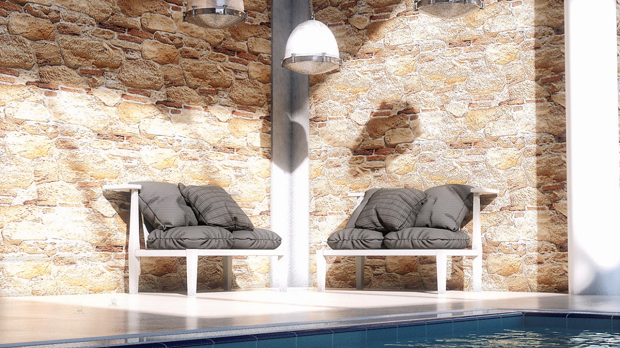 imagen de piscine en 3d max mental ray