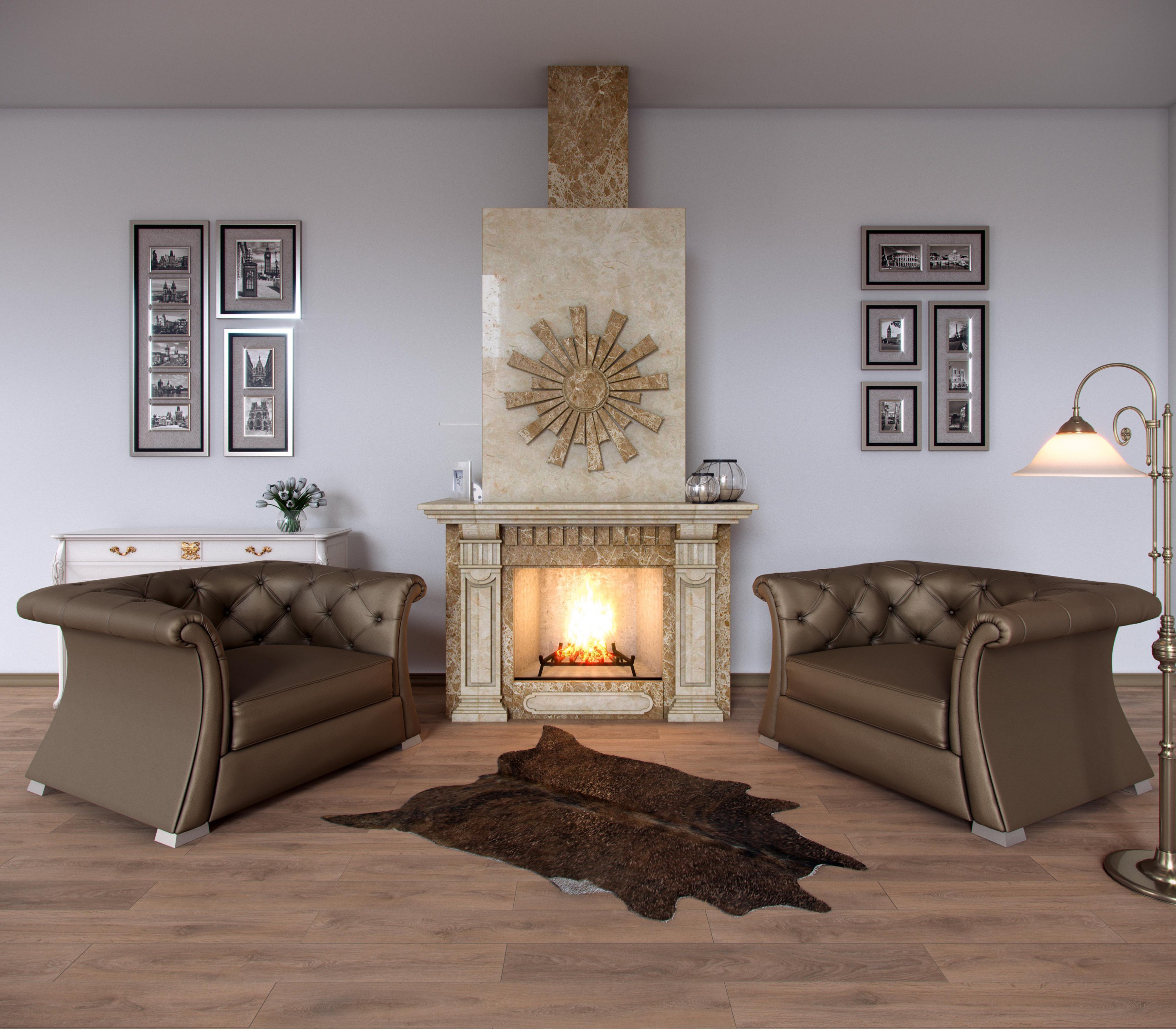 3d visualization Visualization of the fireplace