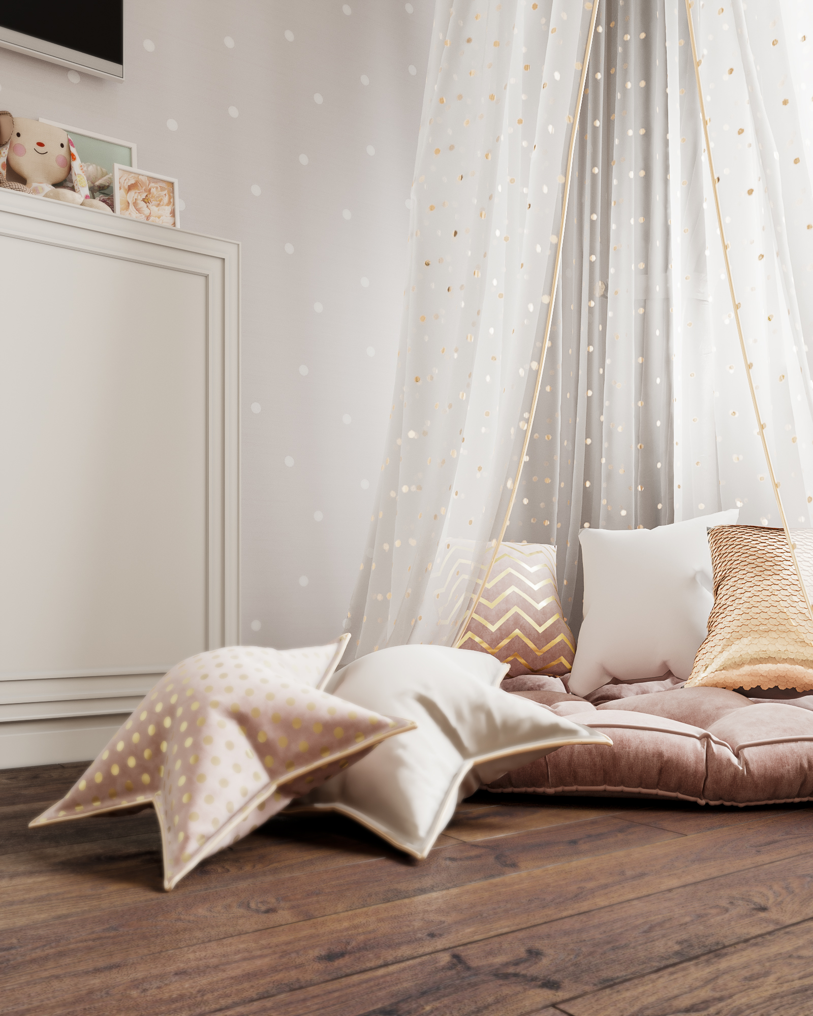 Children's room for a girl in 3d max corona render image