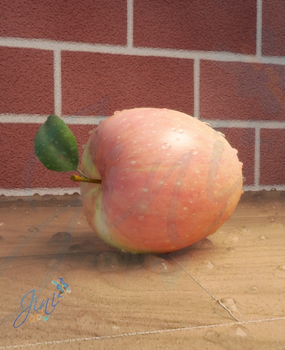 imagen de Manzana con gota de agua en 3d max vray 3.0
