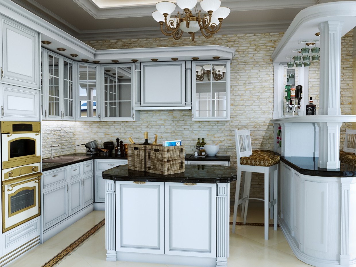 Кухня в приватному будинку. Кухня в приватному будинку. в 3d max corona render зображення