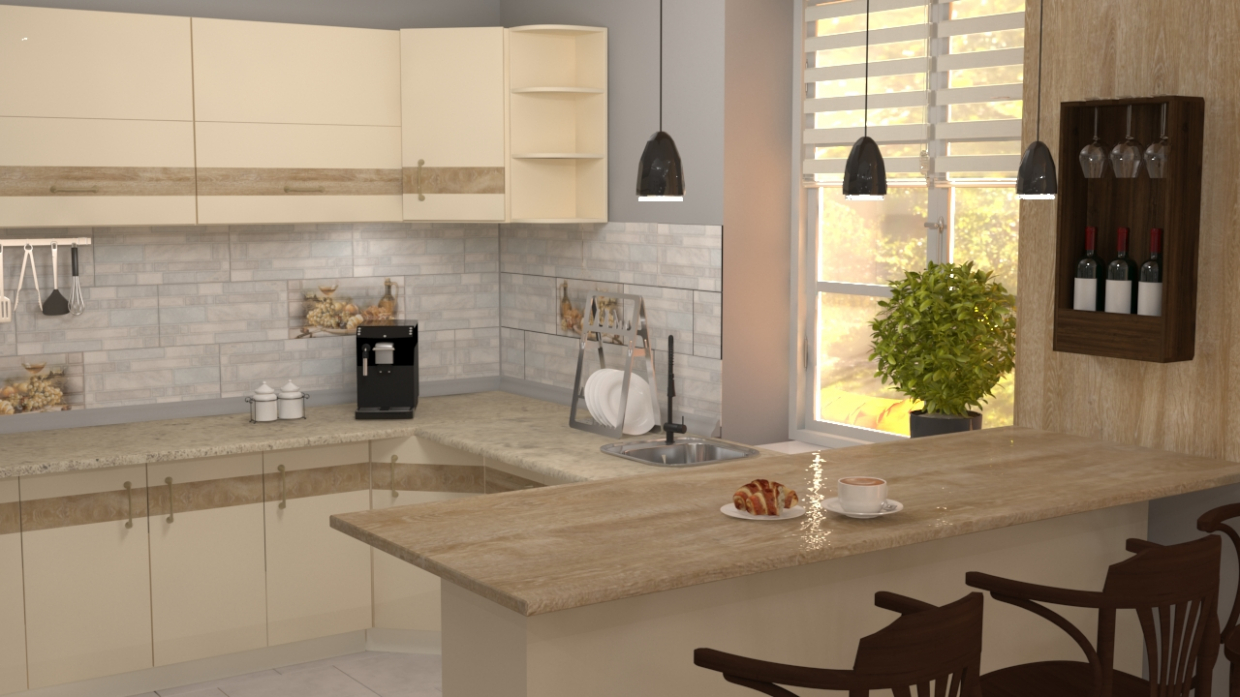 Kitchen-dining room in 3d max vray 3.0 image