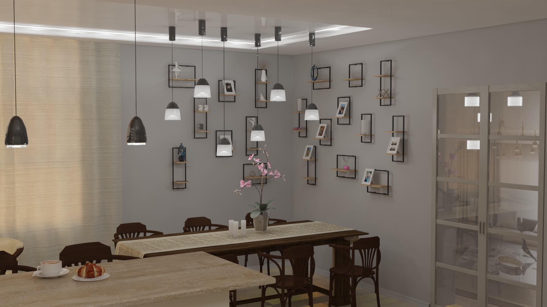 Cozinha-sala de jantar em 3d max vray 3.0 imagem