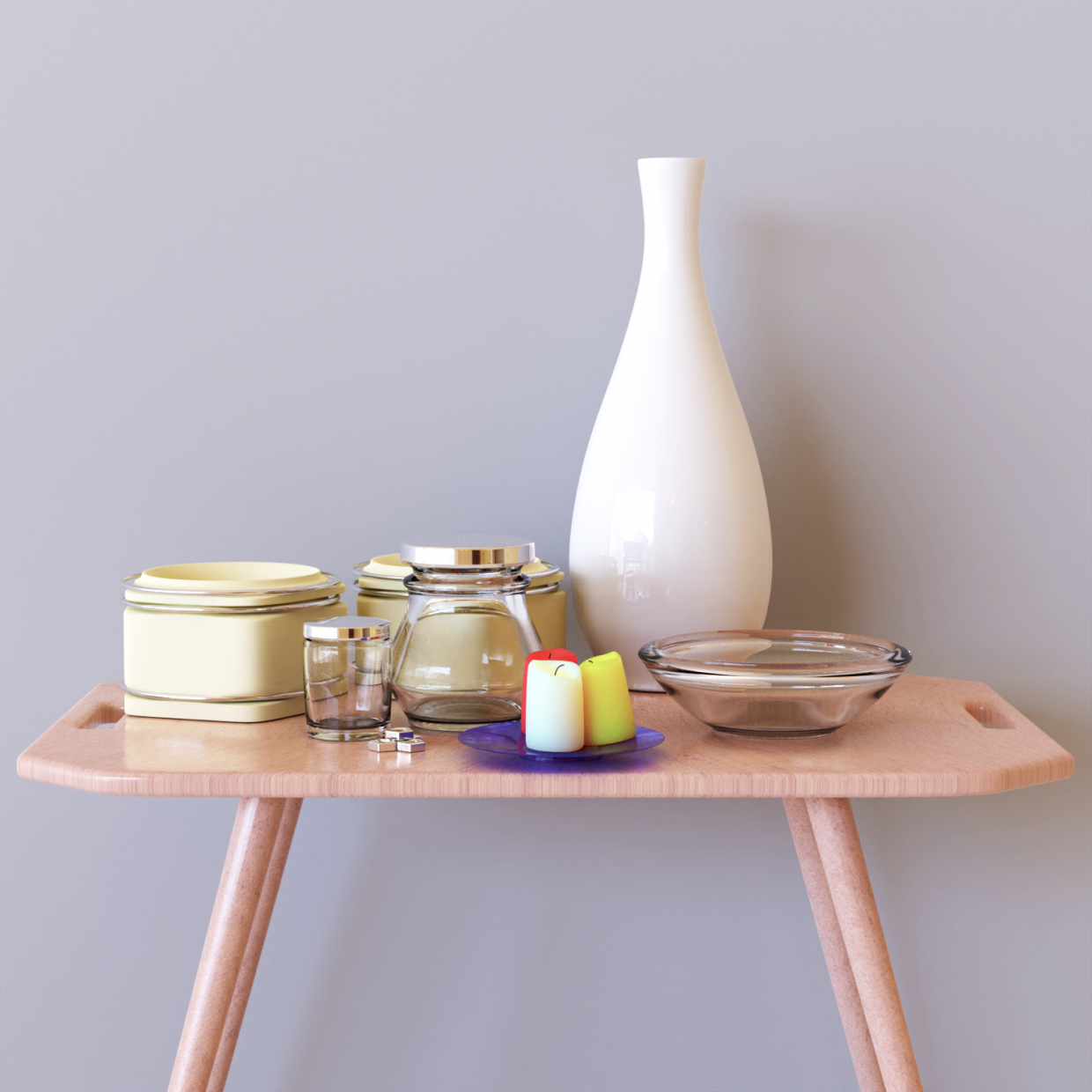 Table with objects in Blender cycles render image
