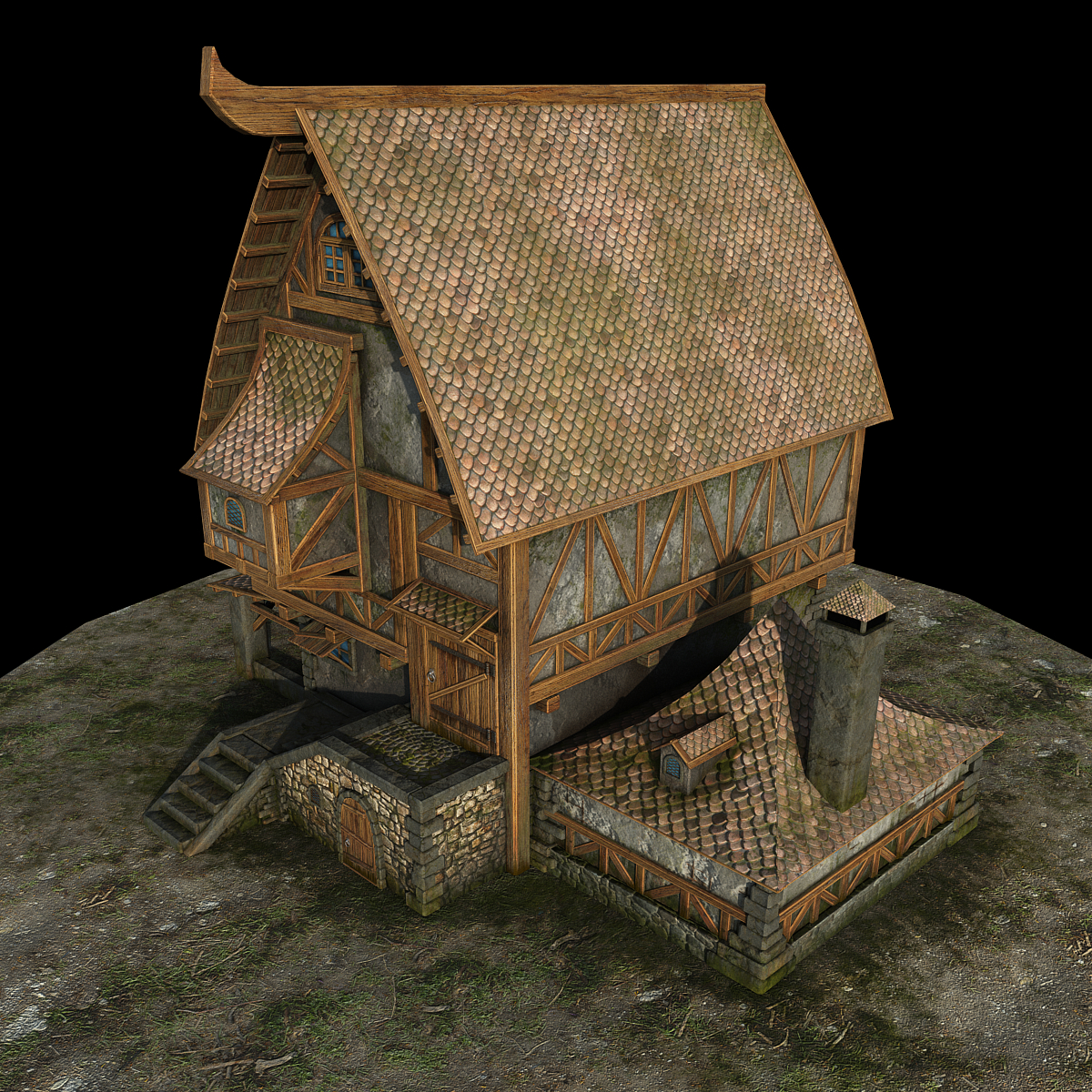 деревенский дом в 3d max vray 3.0 изображение