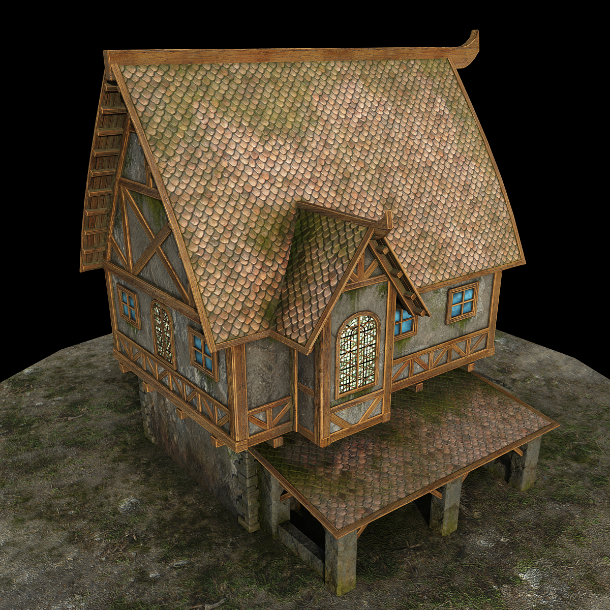 деревенский дом в 3d max vray 3.0 изображение