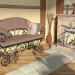 Wrought iron furniture in the interior in Maya mental ray image