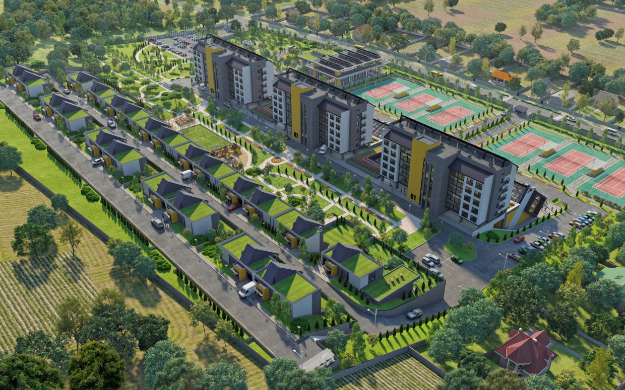 Residential complex "DAVIS" Sports Centre. Townhouses. Residential complex "DAVIS" Sports Centre. Townhouses. in 3d max corona render image