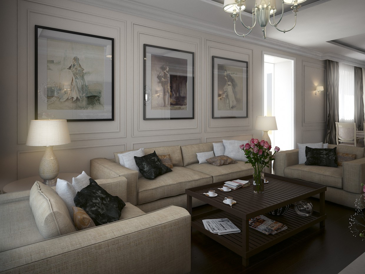 imagen de sala de estar en 3d max vray