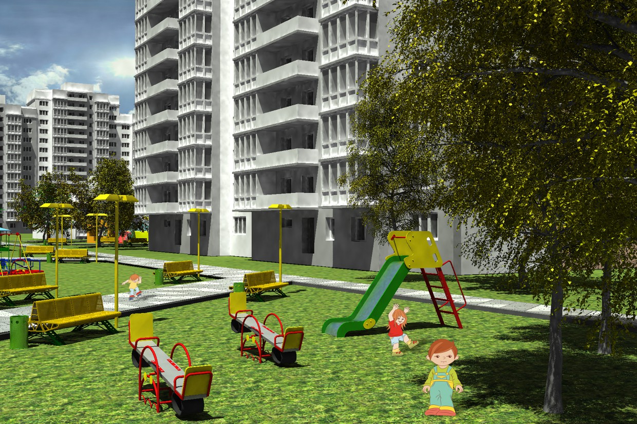 Детская площадка Детская площадка в 3d max vray изображение