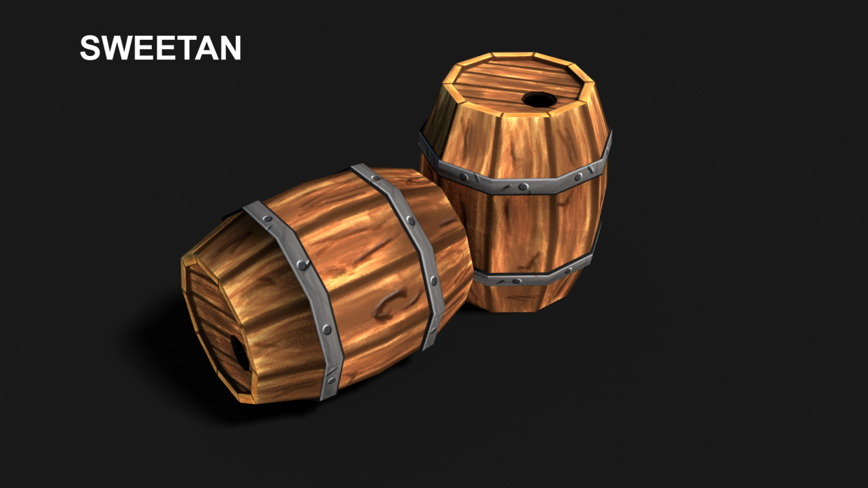 3D Barrel Model with texture dans Blender cycles render image