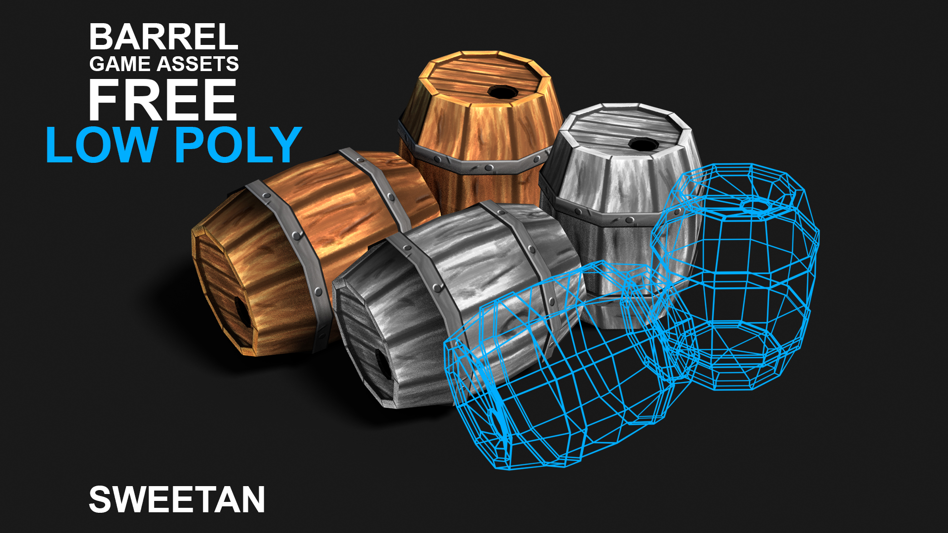 3D Barrel Model with texture in Blender cycles render resim