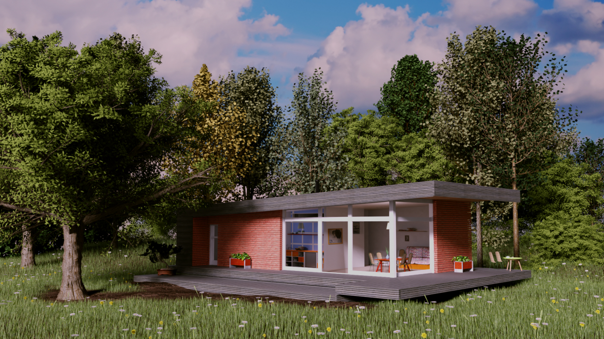 дом в Blender cycles render изображение