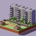 Russian district in isometric low poly style