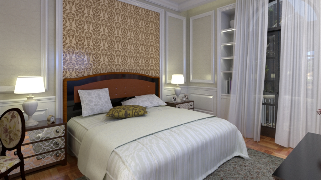 imagen de El dormitorio Diseño de interiores en SketchUp vray 3.0