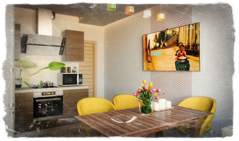 Küçük mutfak in 3d max corona render resim