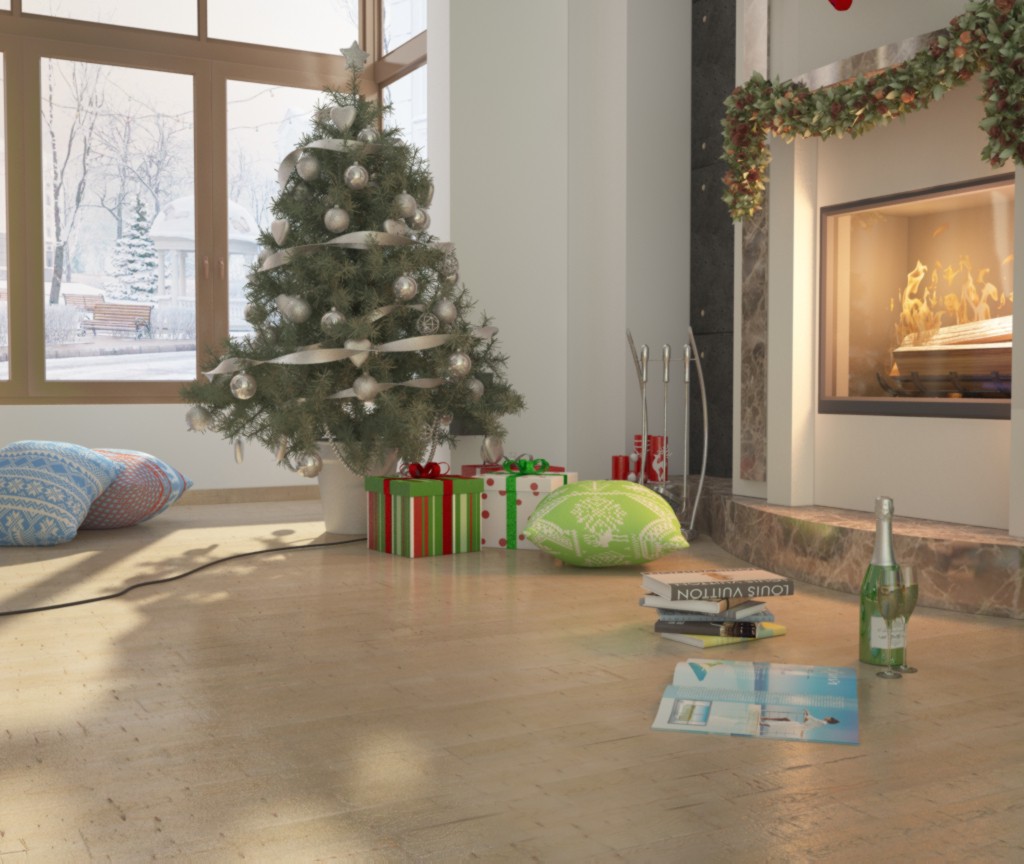 Expecting New Year ) in 3d max vray image
