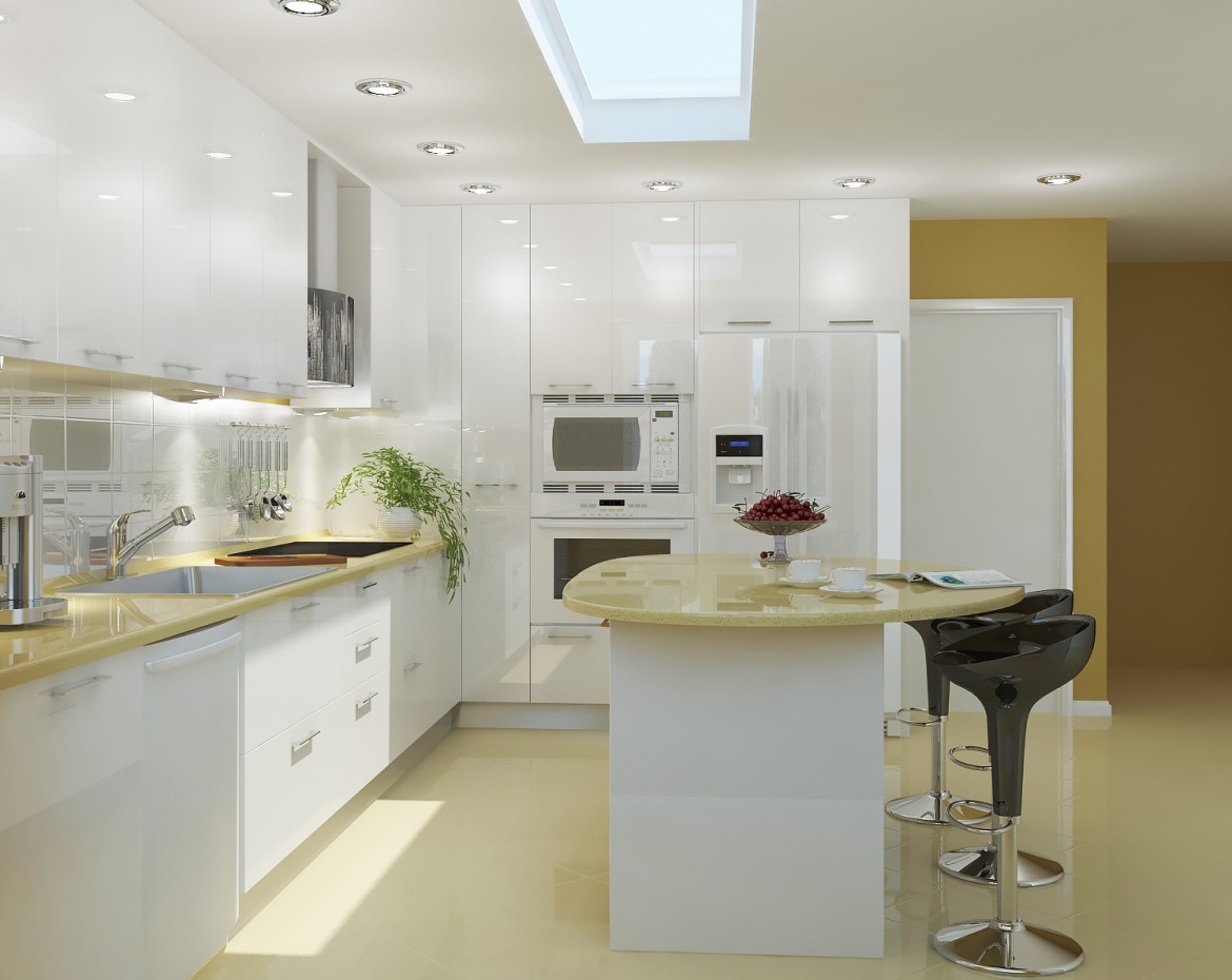 Big kitchen 3D visualization Big kitchen 3D visualization in 3d max vray image