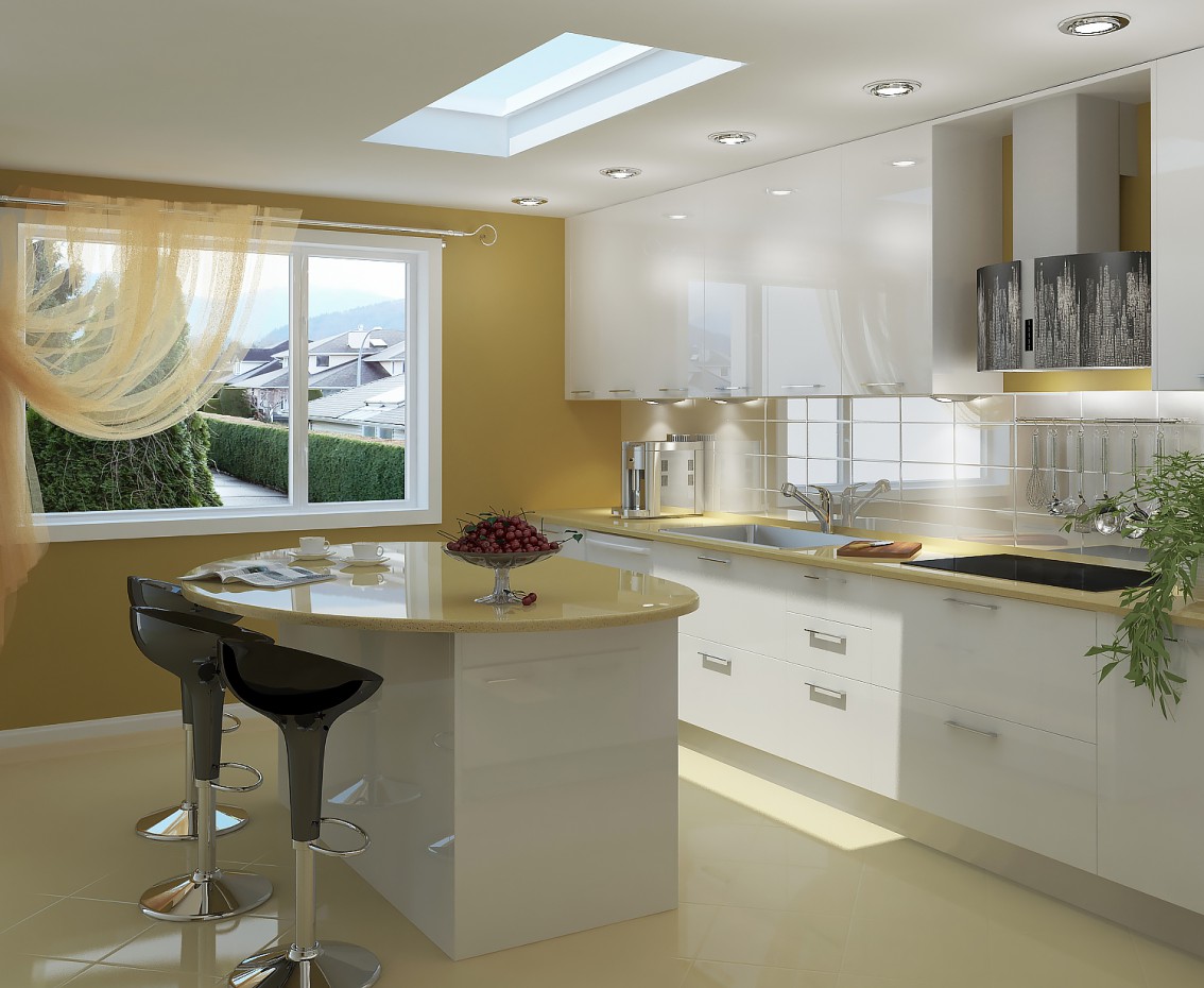 Big kitchen 3D visualization Big kitchen 3D visualization in 3d max vray image