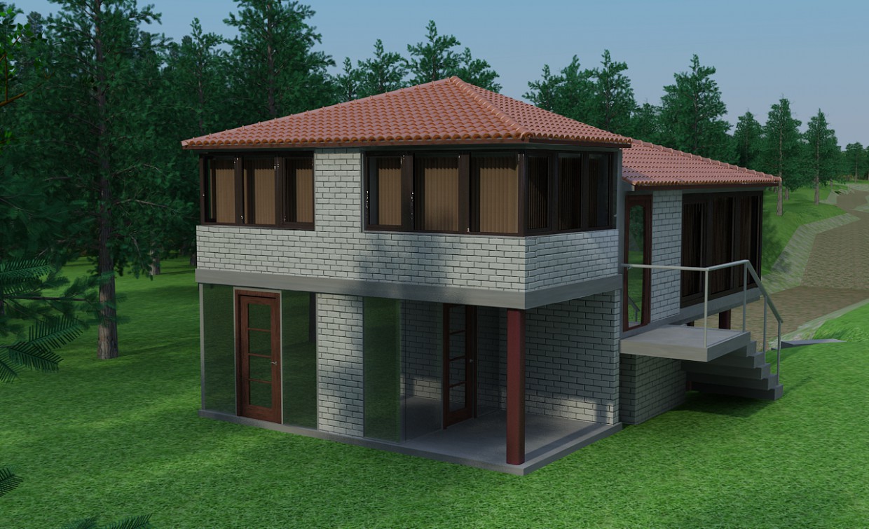 Casa en un bosque imagen de Casa en un bosque en 3d max vray