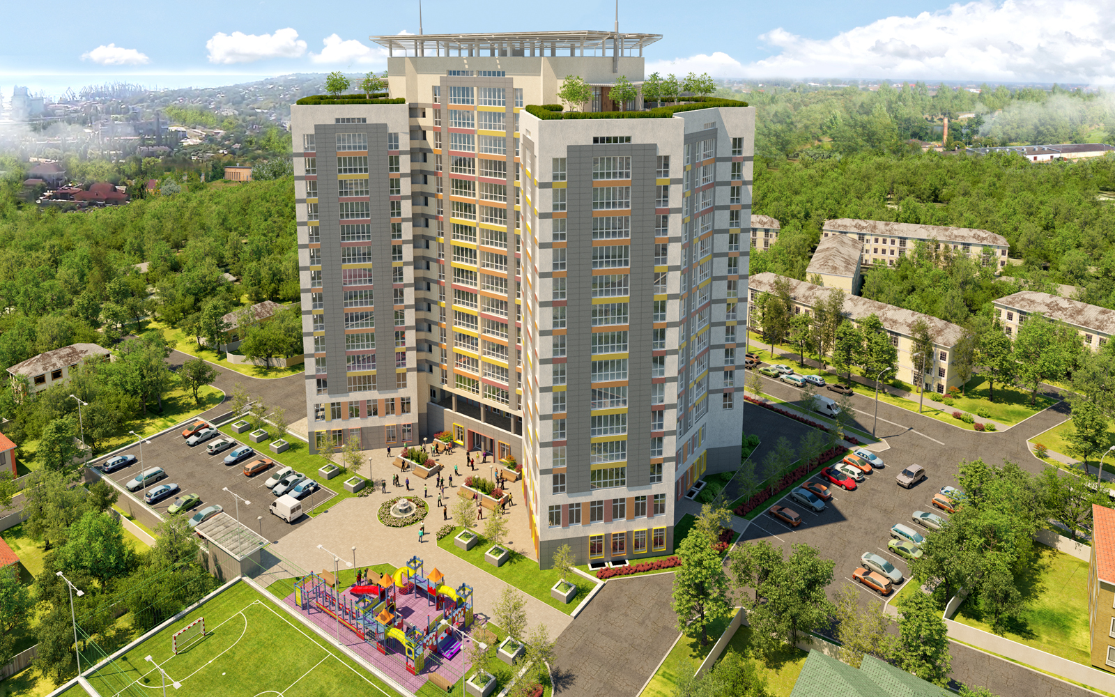 Residential complex "Nobel" in 3d max corona render image