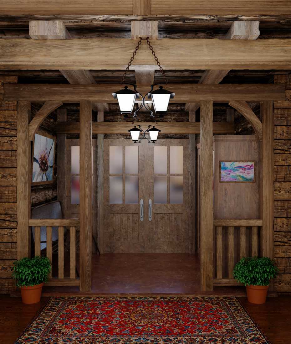 Entrance to the restaurant in Blender cycles render image