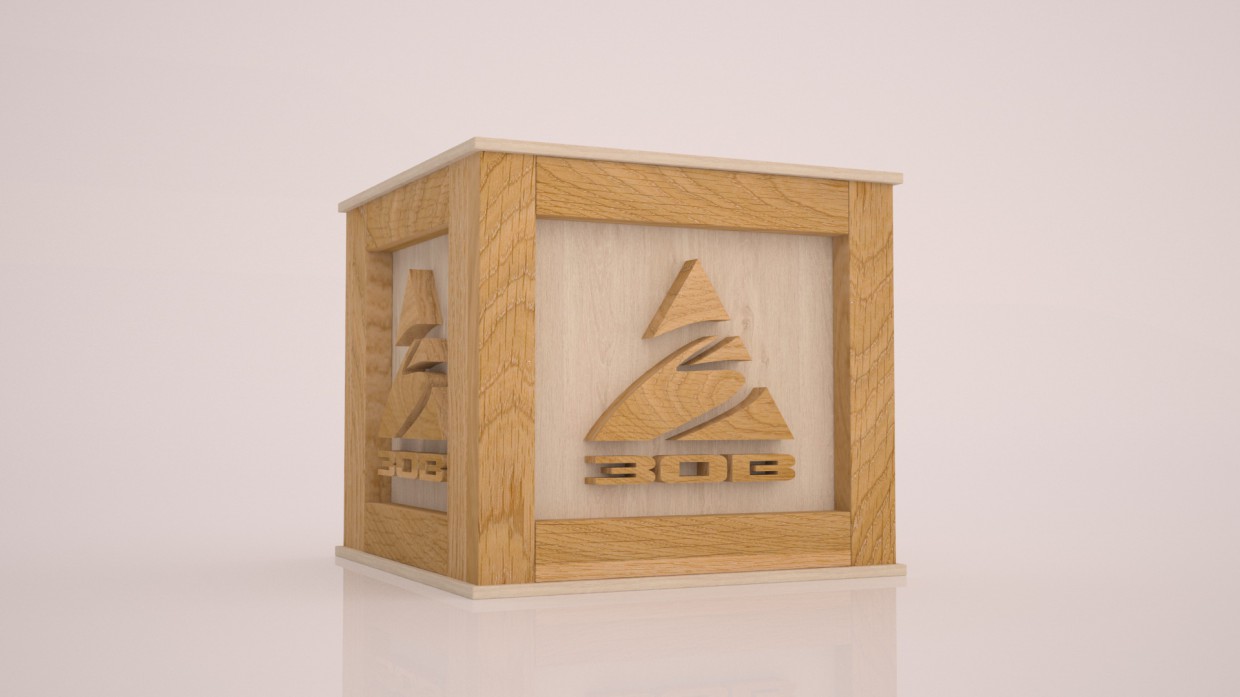 Box with logo in 3d max vray image